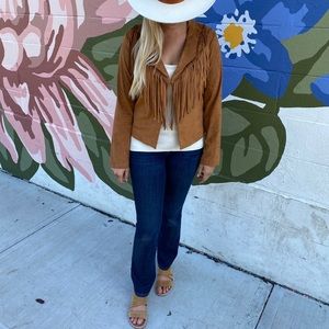Wrangler Retro leather tassel jacket
